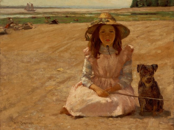 Septembre - William Brymner – Fillette et son chien – Domaine public